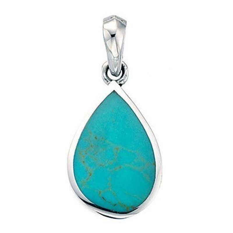 Collier turquoise -  Chaine en argent 925 de 51cm - Pendentif en argent 925/1000