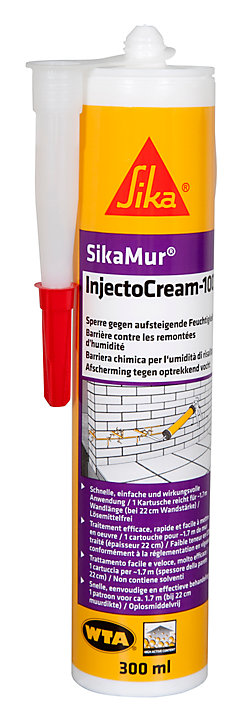 Traitement contre les remontées d'humidité Sika Sikamur InjectoCream 100 Kit 20 m²