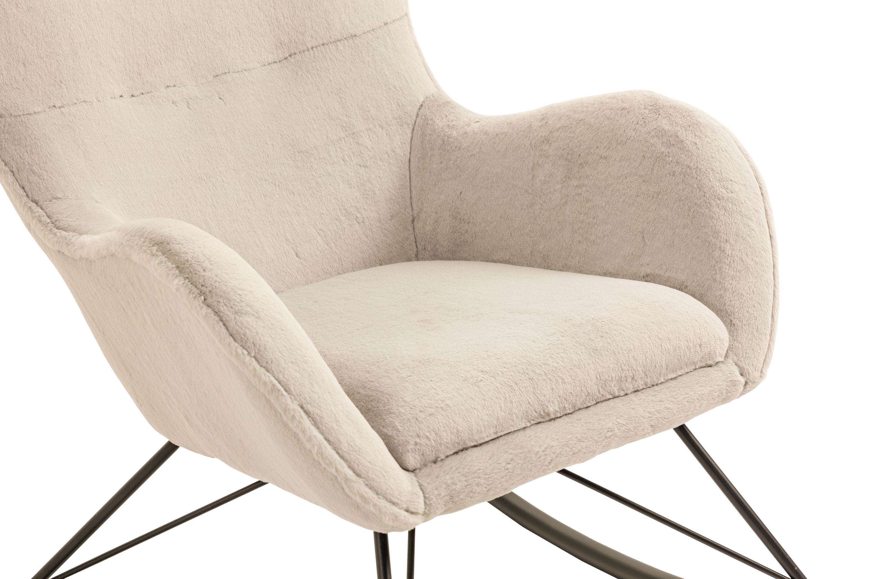Schaukelstuhl Lammfelloptik beige Schwingstuhl Schwingsessel Schaukelsessel