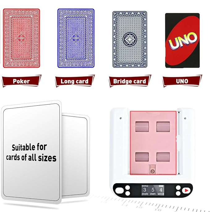 Automatischer 360º Grad USB Spielkarten Ausgeber Karten Austeiler Kartenhändler für 1-8 Spieler inkl. Kabellose Kartengebertaste - Weiss