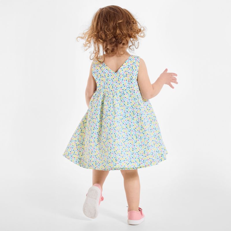 Robe à bretelles gaufrée fleurie et bloomer jaune bébé fille Gris ou noir