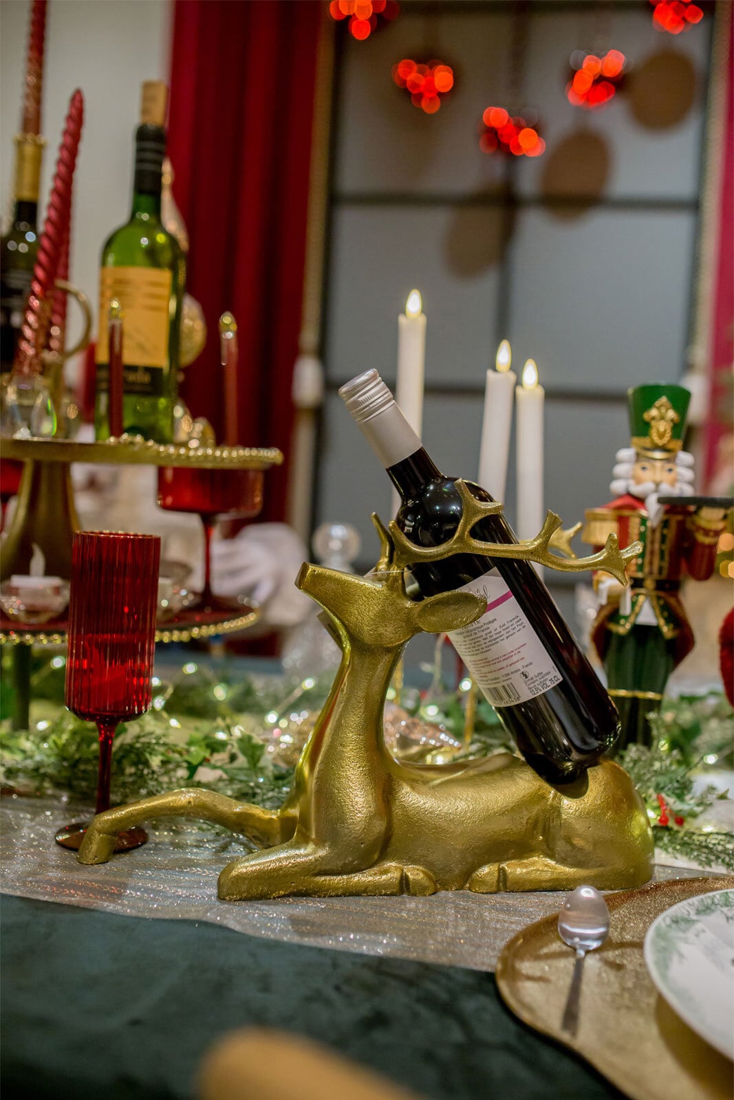 Deko Flaschenhalter HIRSCH goldfarbig