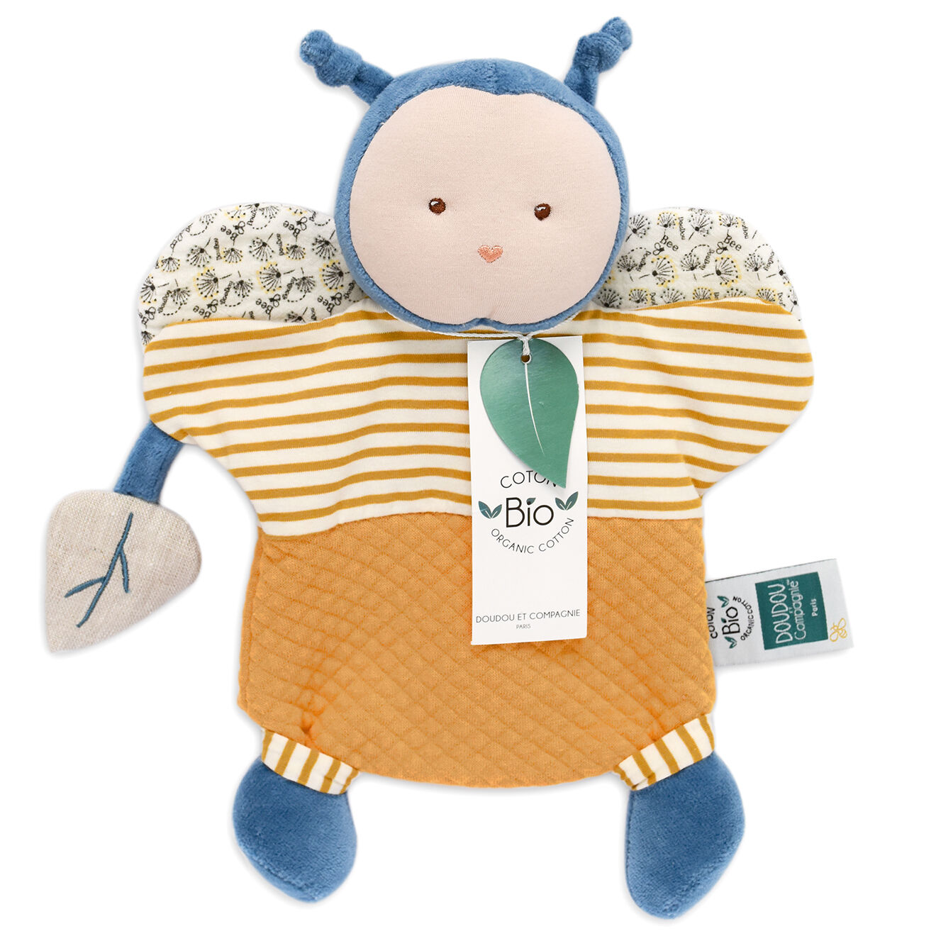 Doudou et Compagnie Marionnette Pollen l'abeille bio multicolore - 25x5 cm