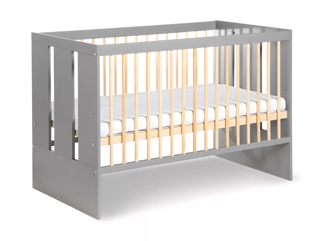 Lit Bébé Paula 60x120 Pin - Pin - gris