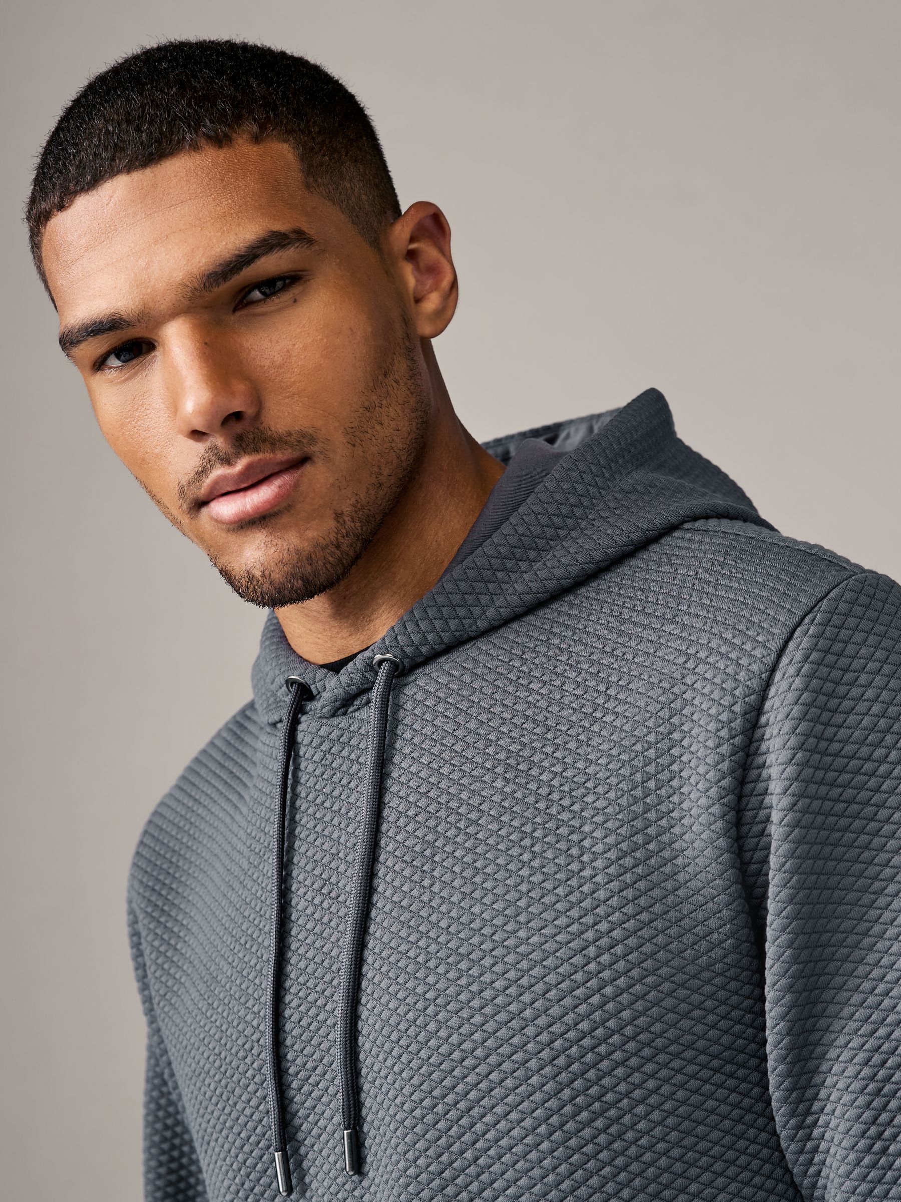 Leisteen grijs - Pullover-hoody met textuur