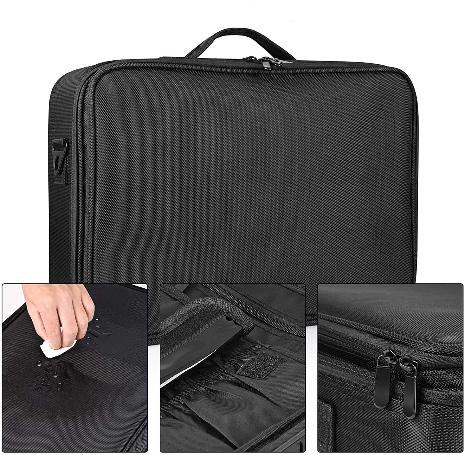 (37x12x28cm) Wasserabweisende Kosmetik Tasche Schminkkoffer Necessaire Beauty Make Up Organizer Reisetasche - Schwarz