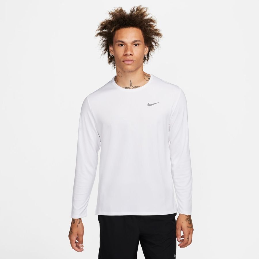 Nike Haut Running Dri-FIT UV Miler Manches Longues - Blanc/Argenté