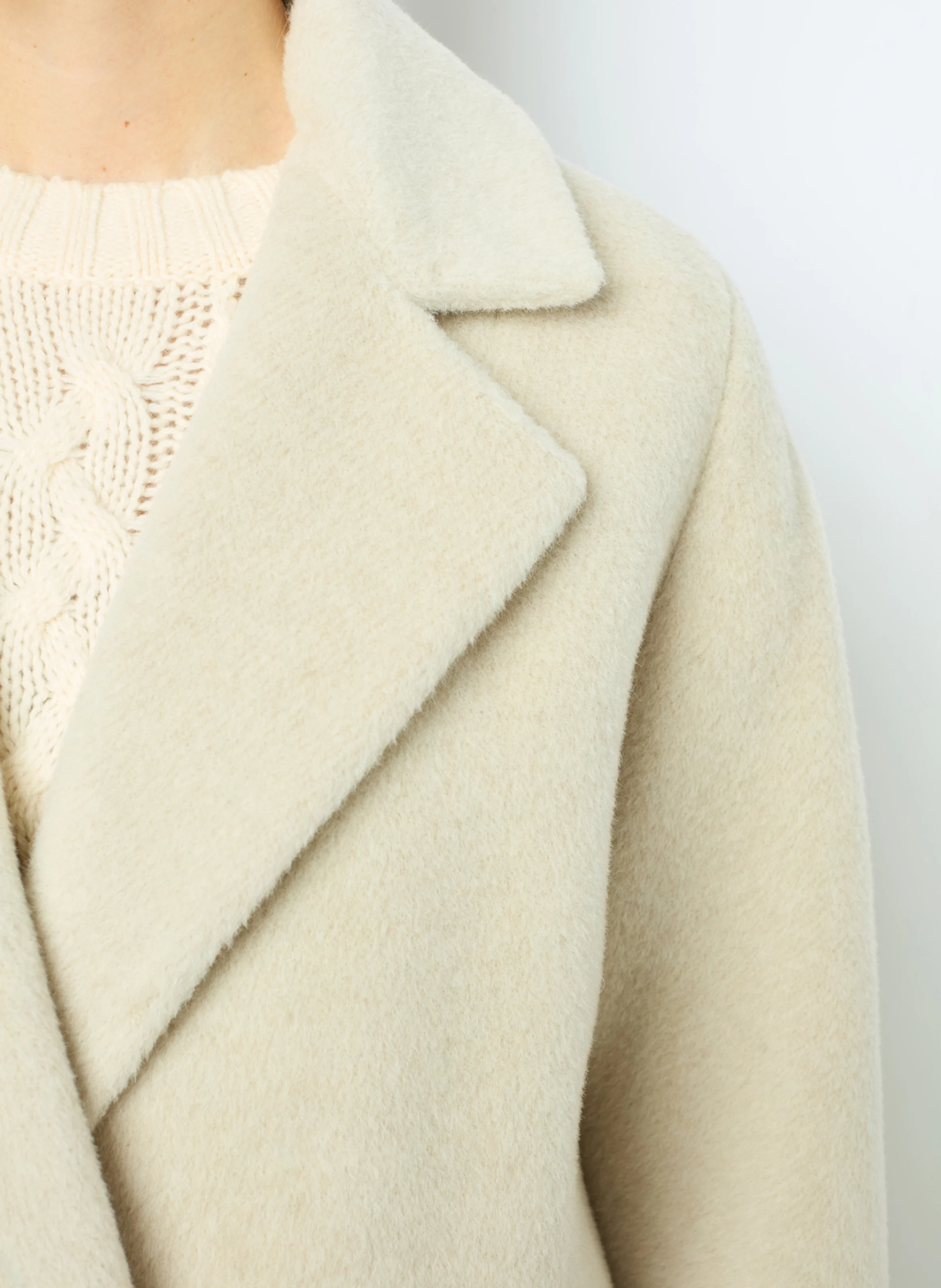 LORIANNE - Manteau long en laine mélangée | Blanc