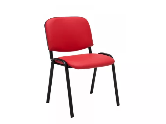 Lot de 6 Chaise de conférence - Similicuir & Métal noir mat - Rouge - Ken