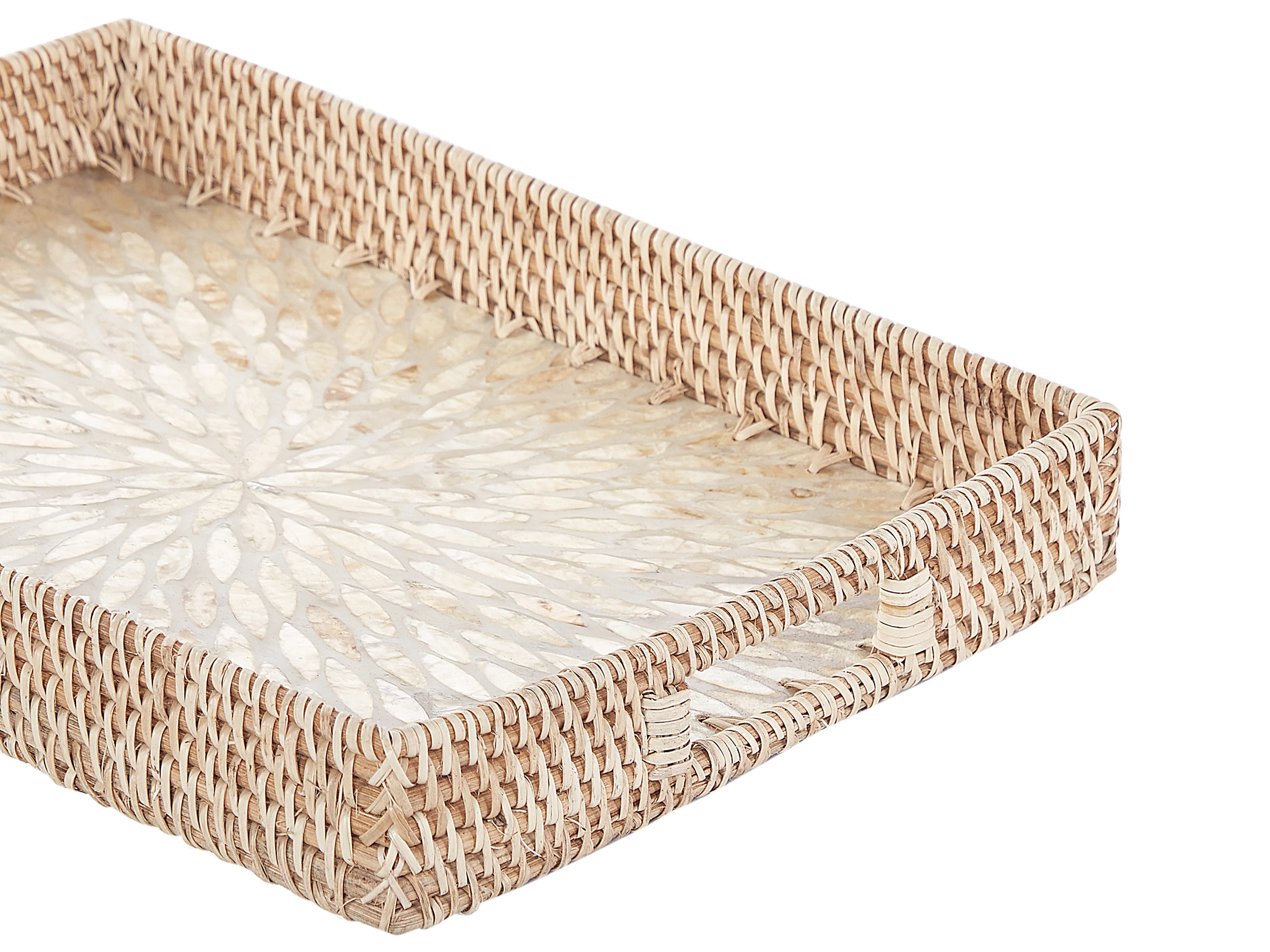 Set van 2 decoratieve dienbladen NDEBELE Rotan Natuurlijk