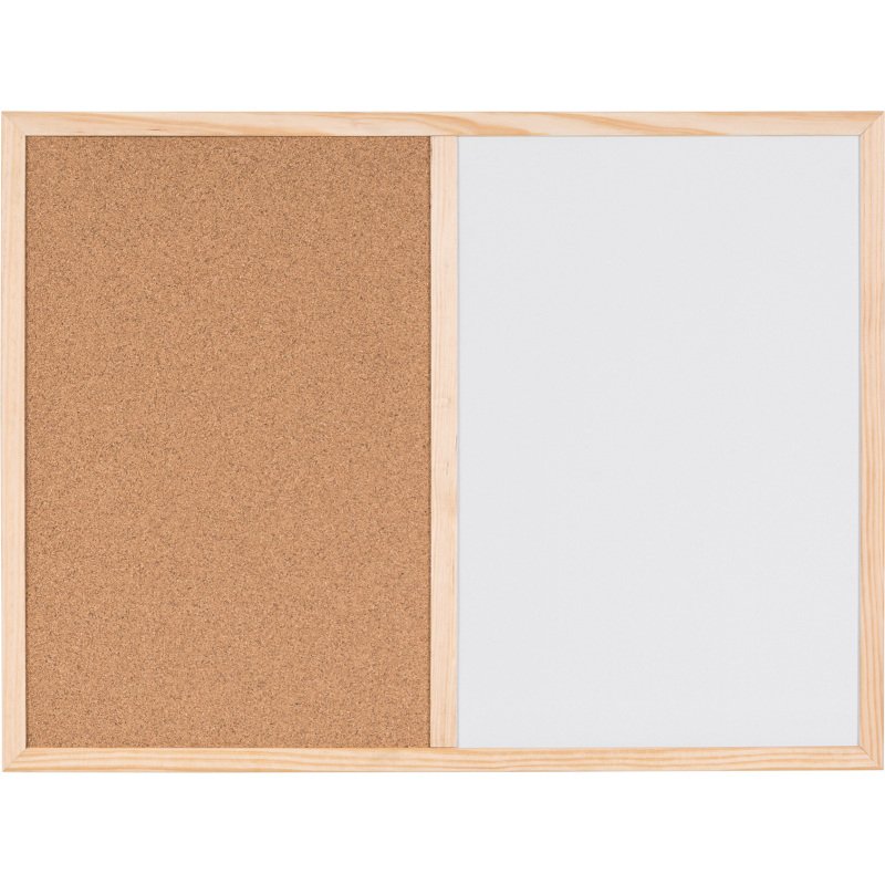 Tableau mixte liège / blanc laqué magnétique cadre bois Bi-Office