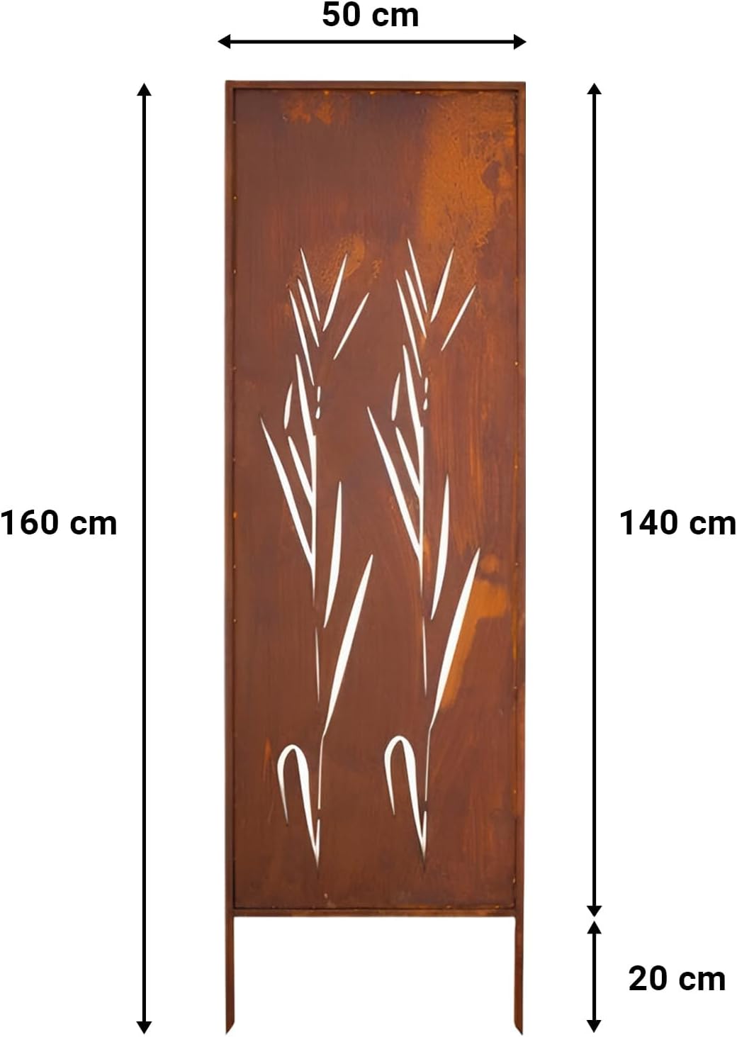 Kapaga - Sichtschutz Metall 2x - 160 cm x 50 cm - Edelrost - Rostoptik Sichtschutz für Garten - Sichtschutzelement - Sichtschutzwand - Gartendekoration Zaun - Rost (Strauch)