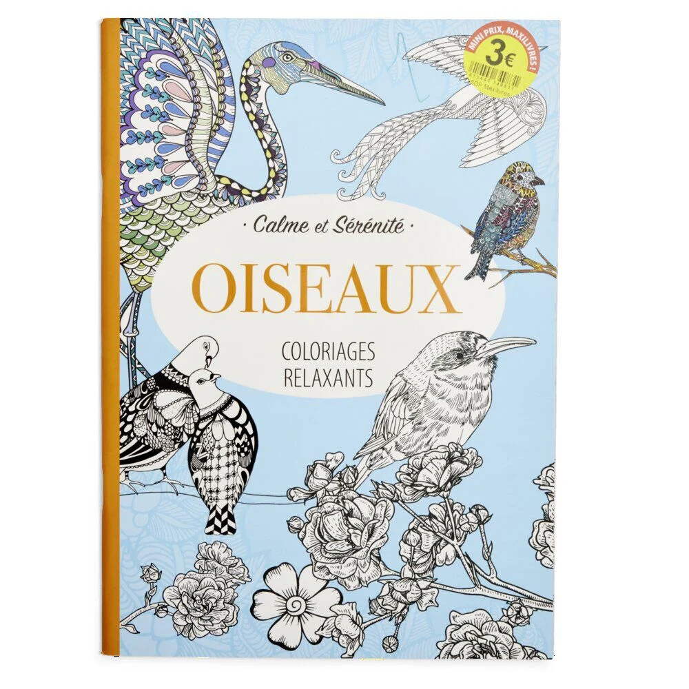 Album de coloriage adulte thérapeutique thème oiseau 21x29cm