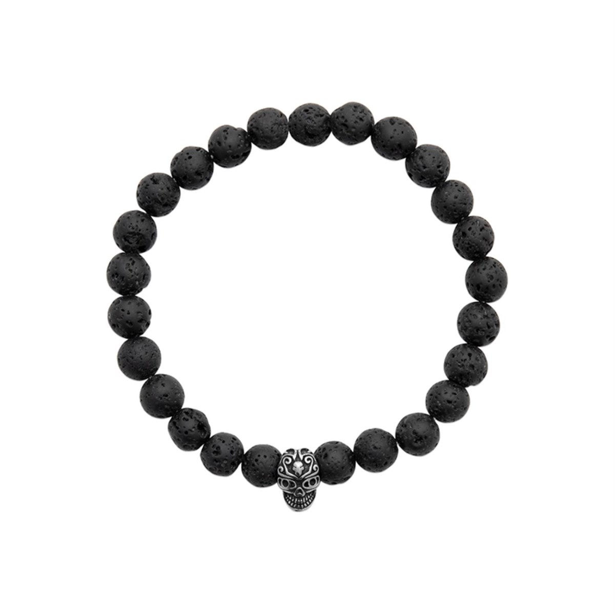 Bracelet tête de mort acier Pierre de Lave pierres naturelles