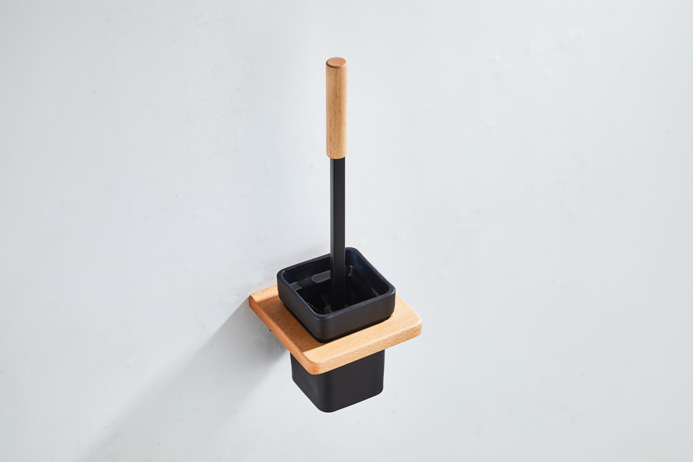 Saniclear Lumber toiletborstel mat zwart walnoothout