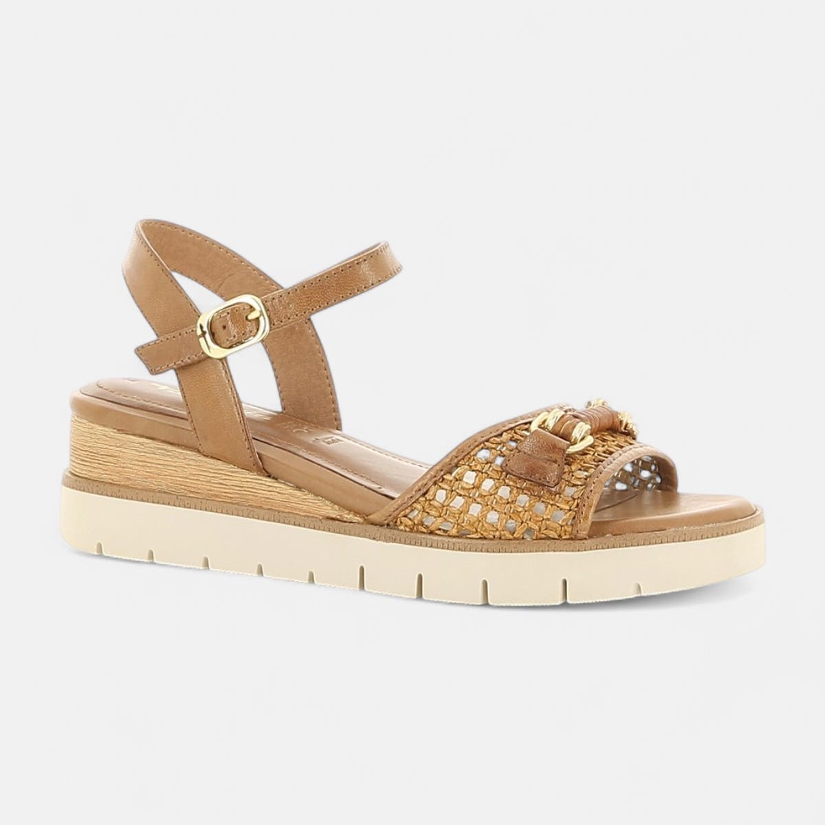 Sandales à talon compensé Femme cognac