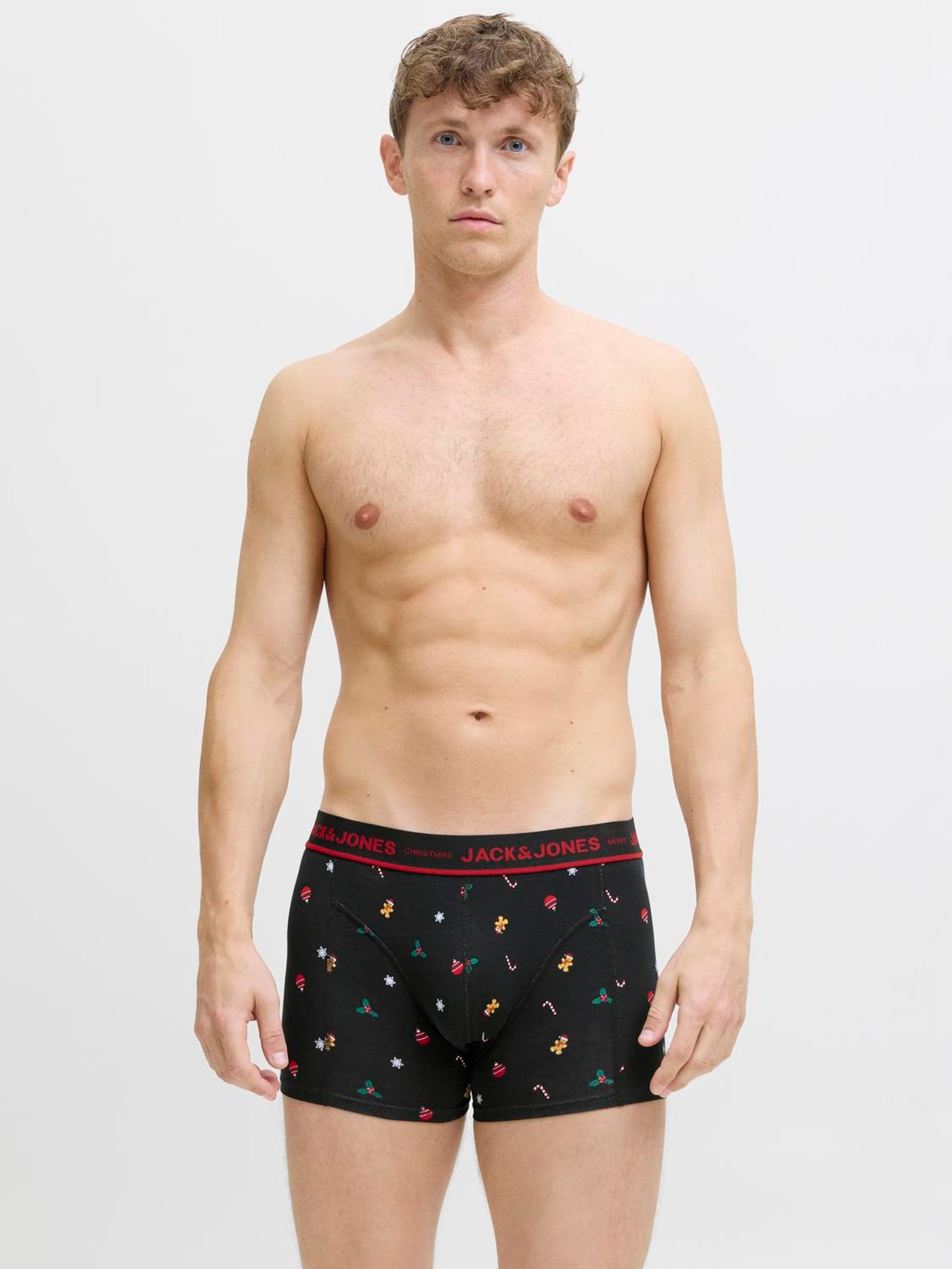 Zwart - JACK & JONES Kerstmis peperkoek boxershorts set van 3