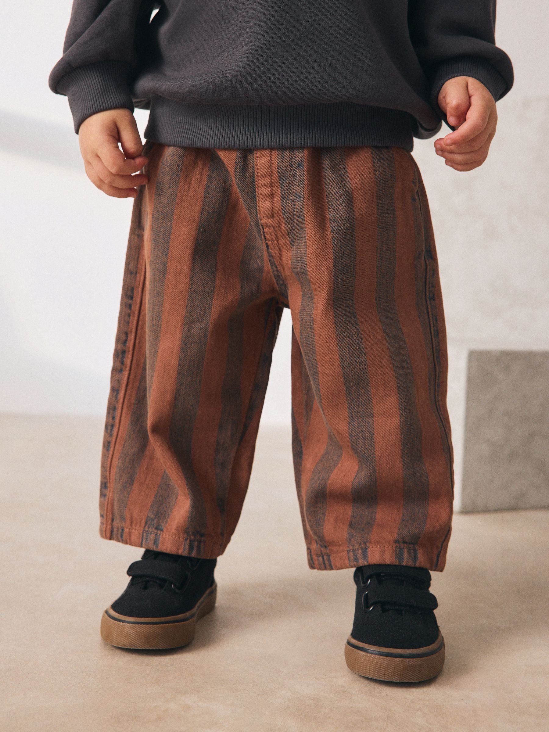 Roestbruin gestreept - Wijde broek met elastische taille (3mnd-7jr)