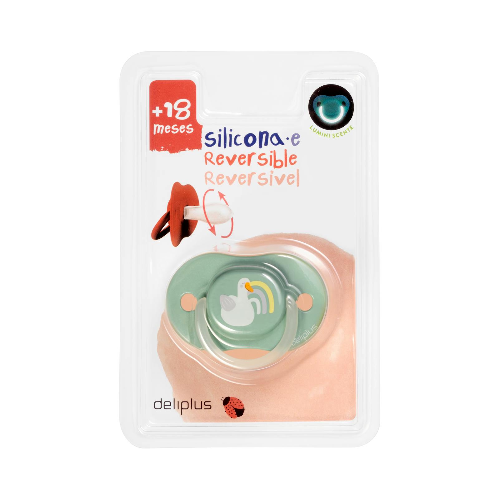 Sucette réversible en silicone Deliplus +18 mois