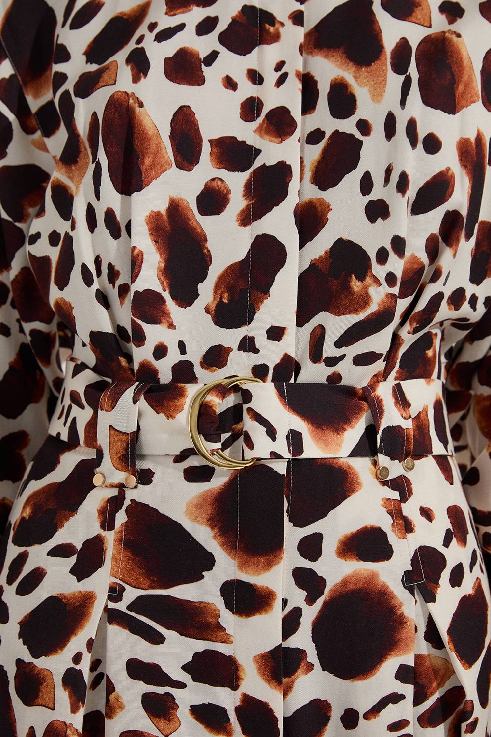 KarenMillen Robe chemise tissée en viscose lin premium avec ceinture à boucle dorée