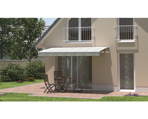 SOLUNA knikarmzonnescherm Trend 2,5x2 Stoffen design J202 Frame zilver geanodiseerd incl. motor, wandschakelaar en noodhandzwengel
