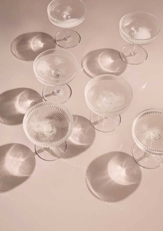Ferm Living Ripple champagne glas set van 2 Clear