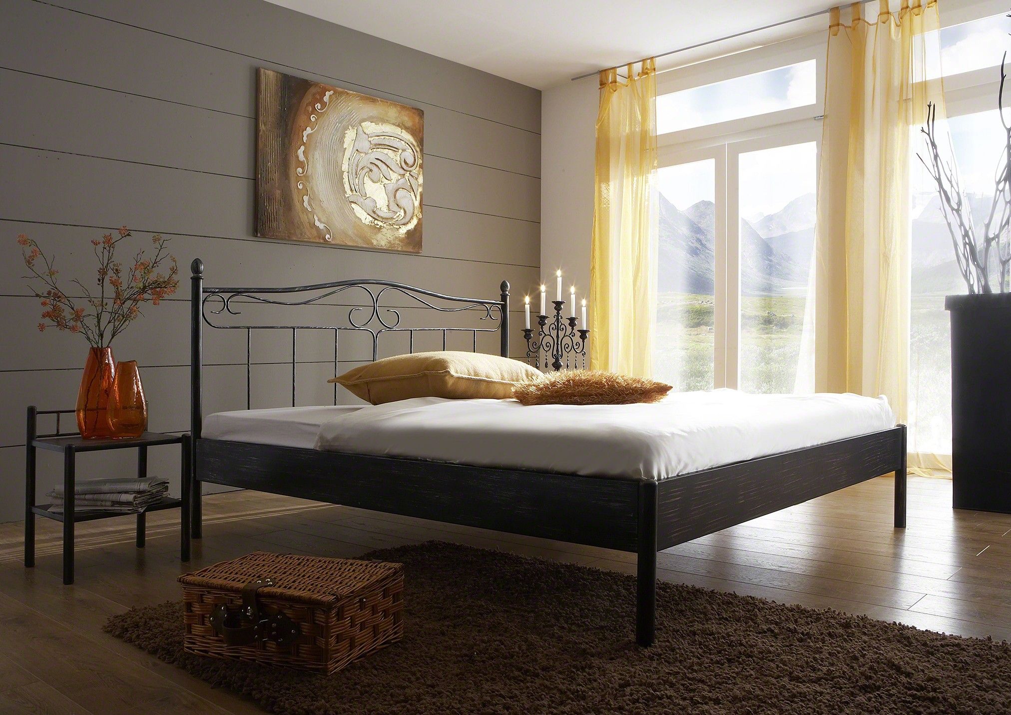 Metallbett Mercury 140 x 220 cm Metall Schwarz silber gewischt