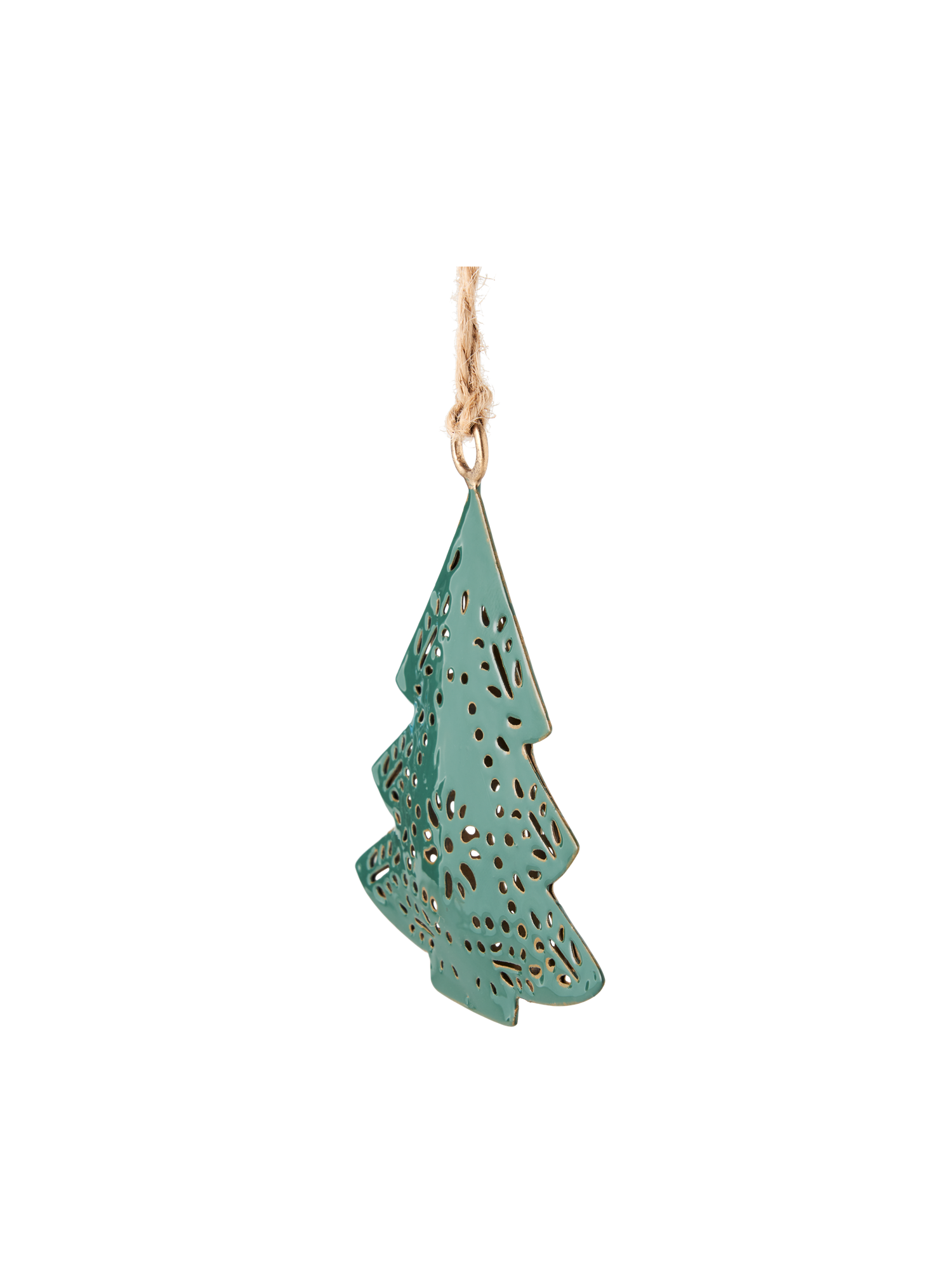 Juleophæng med træ | Jern. 8,5 x 9,5 cm. | Pine Green, Gold