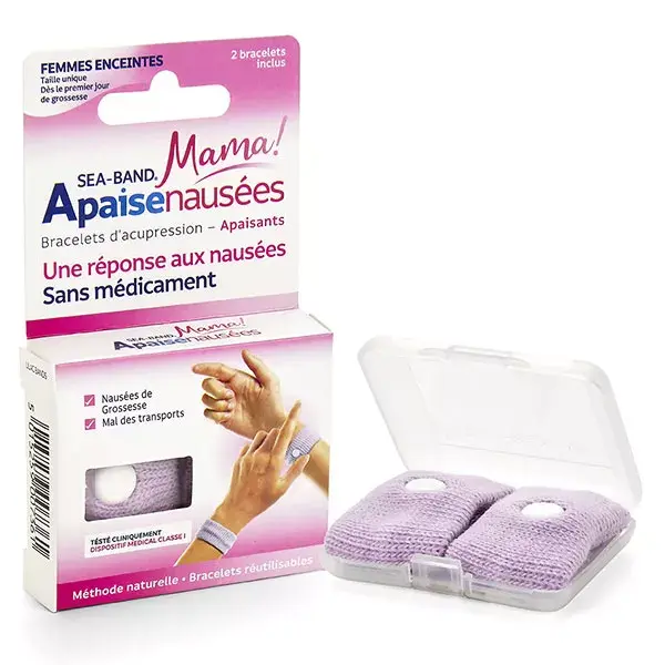 Sea-Band Maman Grossesse Bracelet Anti-Nausées Rose 2 unités