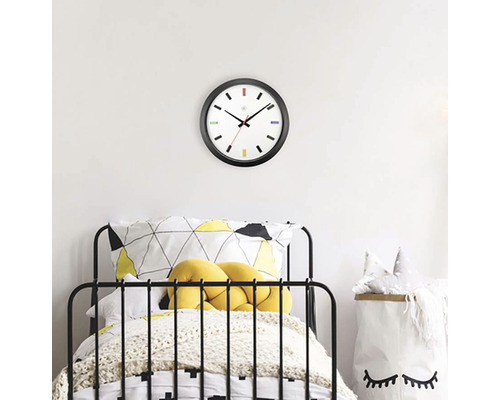 Wandklok, gemengd design, kunststof, zwart en veelkleurig, Ø 36 cm