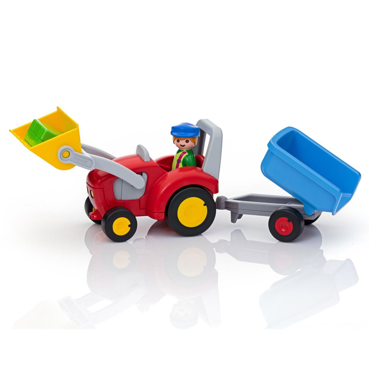 Fermier avec tracteur et remorque Playmobil 1.2.3 : 6964