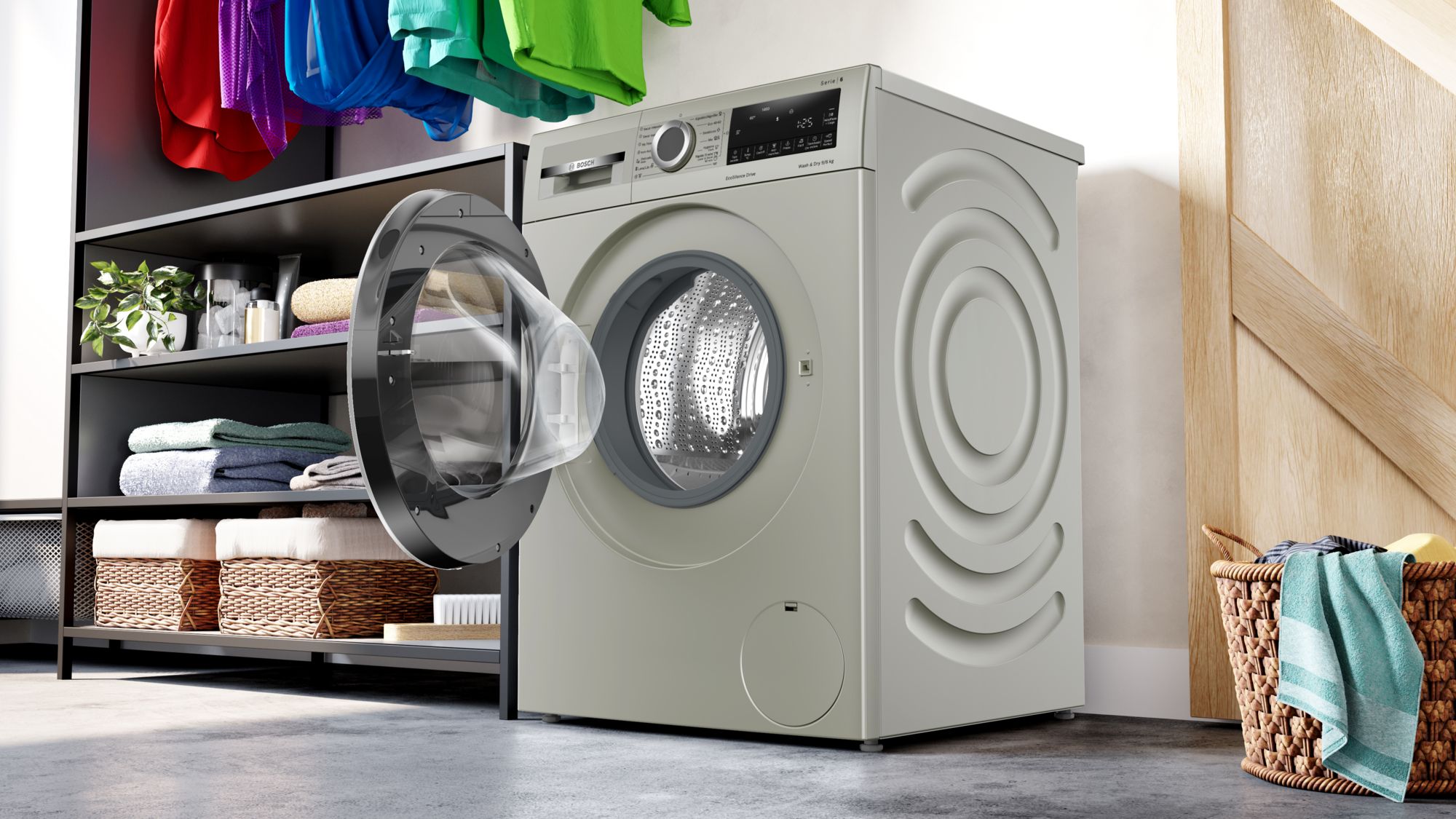 PRODUTO RECONDICIONADO # Lava e Seca Série 6 9/6 kg 1400 rpm, Aço Inoxidável Fosco Anti-Impressão Digital WNA1441XESB