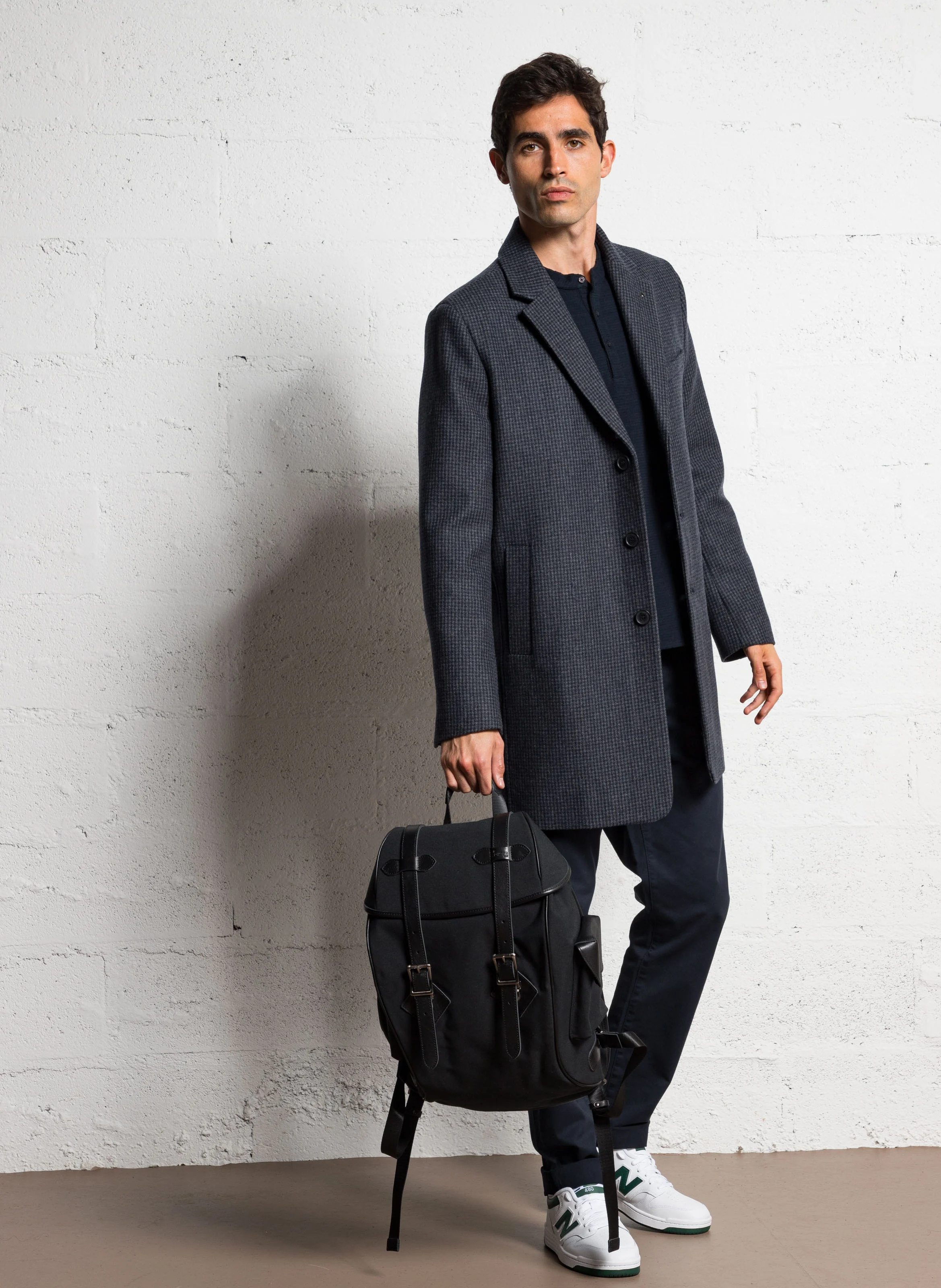 OMEGA - Sac à dos bi matière en cuir| Noir
