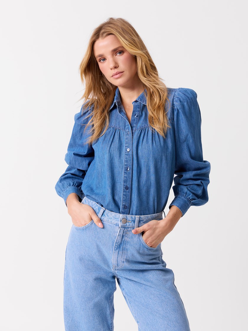 Anna bluse Faded Denim