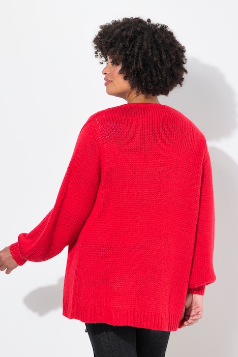 Strickjacke, Straight Fit, Ballonärmel