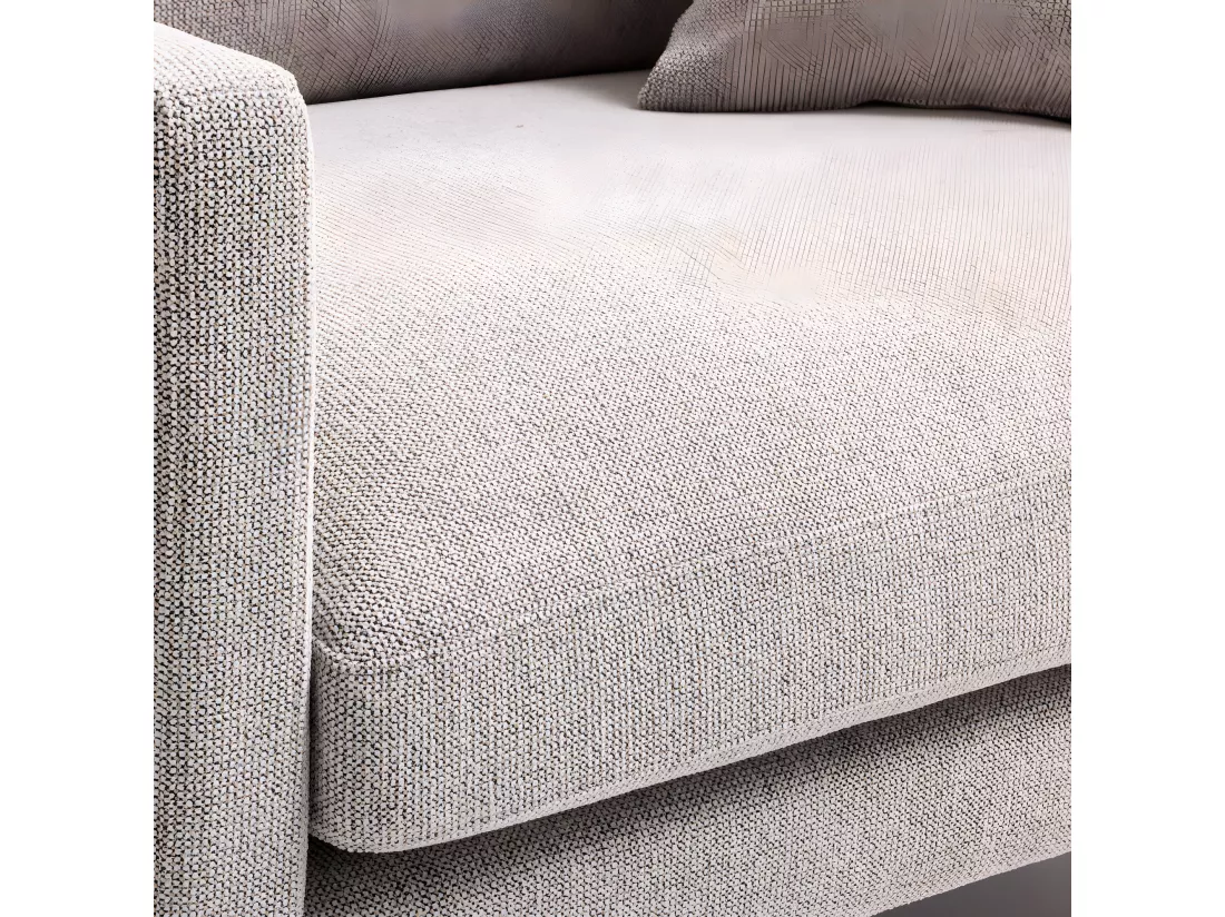 Villabon - Fauteuil XL en tissu pieds bois foncé - Naturel
