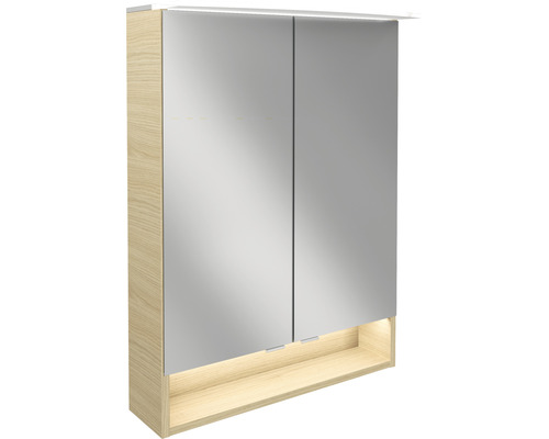 FACKELMANN spiegelkast 60 x 23,1 x 80,9 cm licht eiken zand 2-deurs LED IP 20