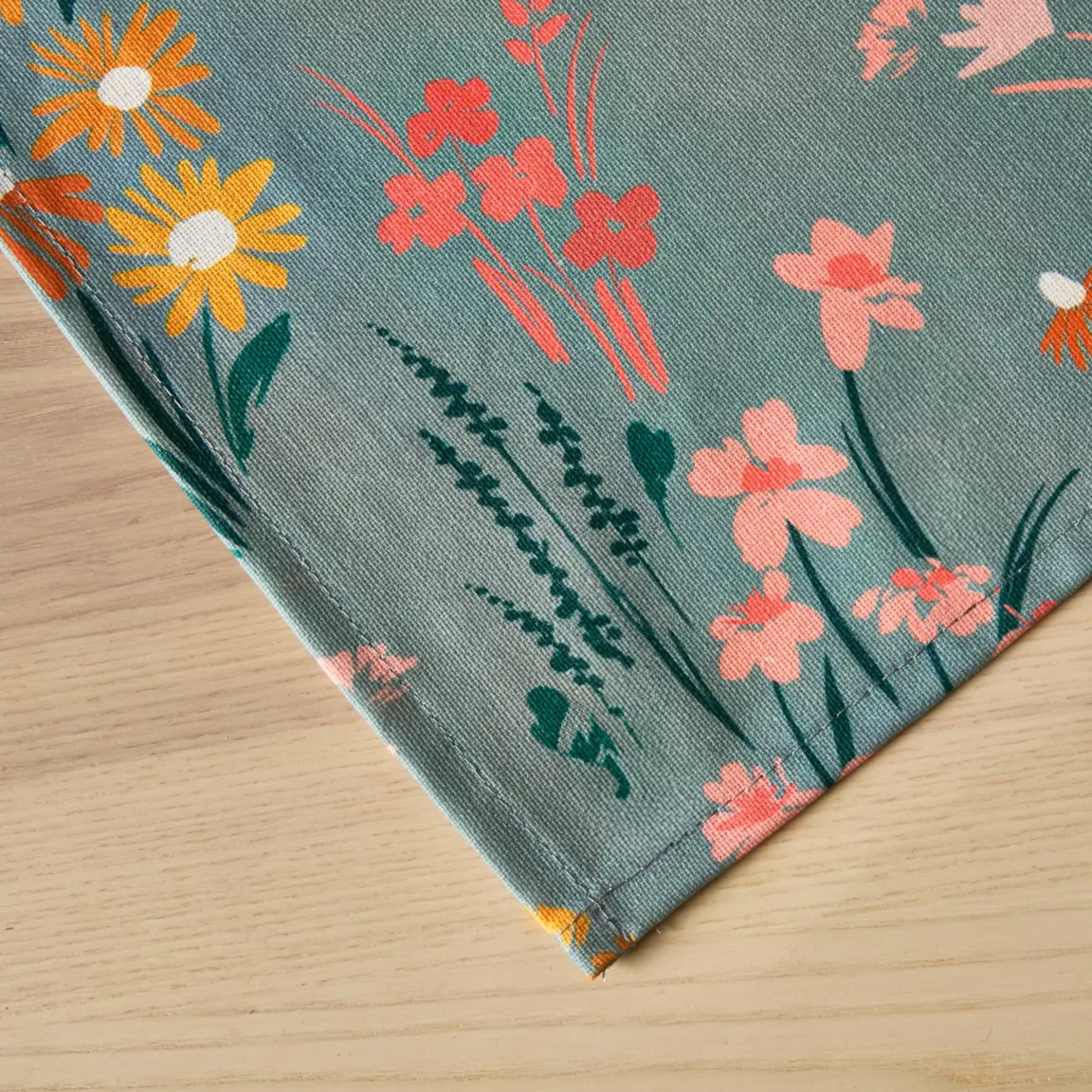 Nappe rectangulaire coton enduit (150 x 350 cm) Juliette Vert eucalyptus