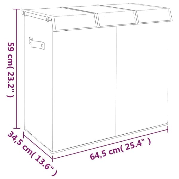 vidaXL Sammenleggbar vaskekurv grå 64,5x34,5x59 cm imitert linstoff