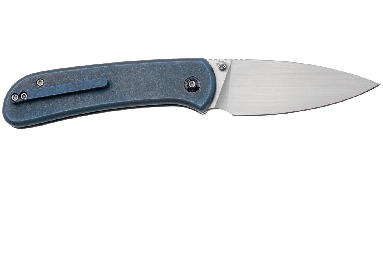 WE Knife Qubit WE22030F-3 Satin CPM 20CV, Blue Titanium, zakmes