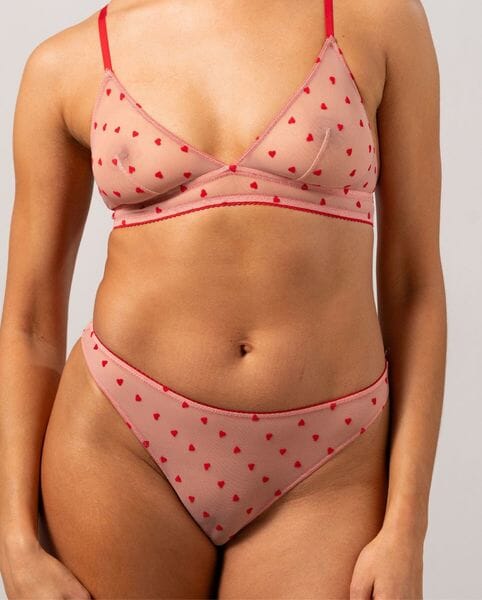 Understatement Underwear Mesh Bikini Briefs pale pink deep red