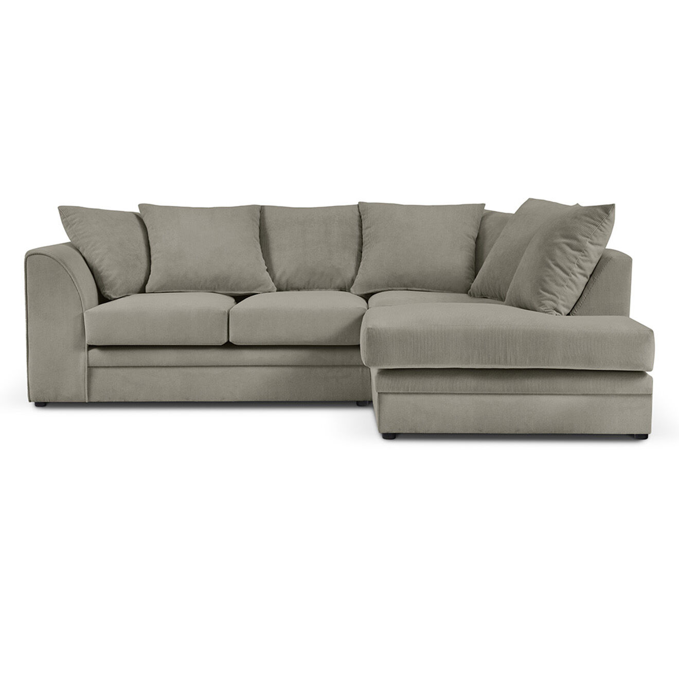 Mazzini Sofas Canapé d'angle Droit Quince Velours côtelé 4 Places gris clair - 221x171x80 cm