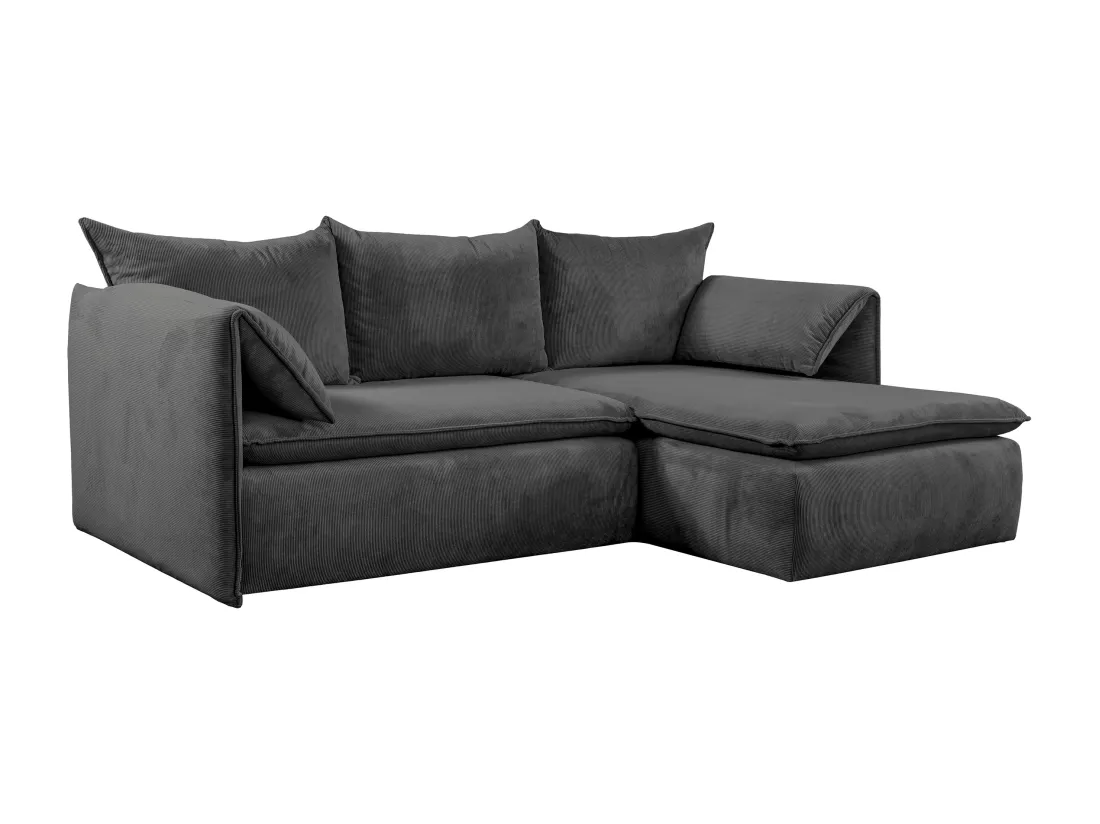 Canapé d'angle droit convertible en velours côtelé gris anthracite TEODORA