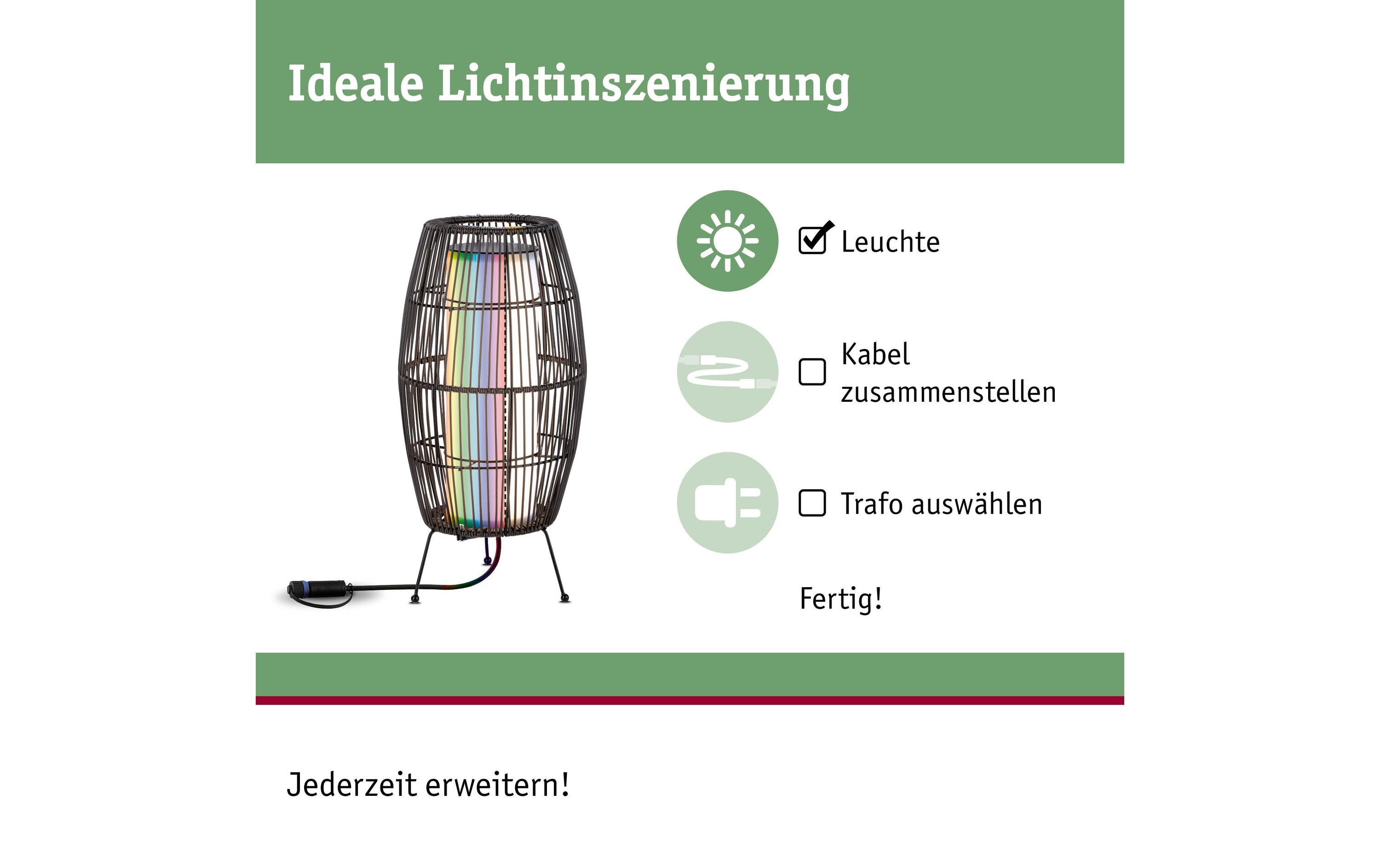 Stehleuchte Plug & Shine Basket, RGBW, 3.2W, Schwarz<br>LED Lichtobjekt