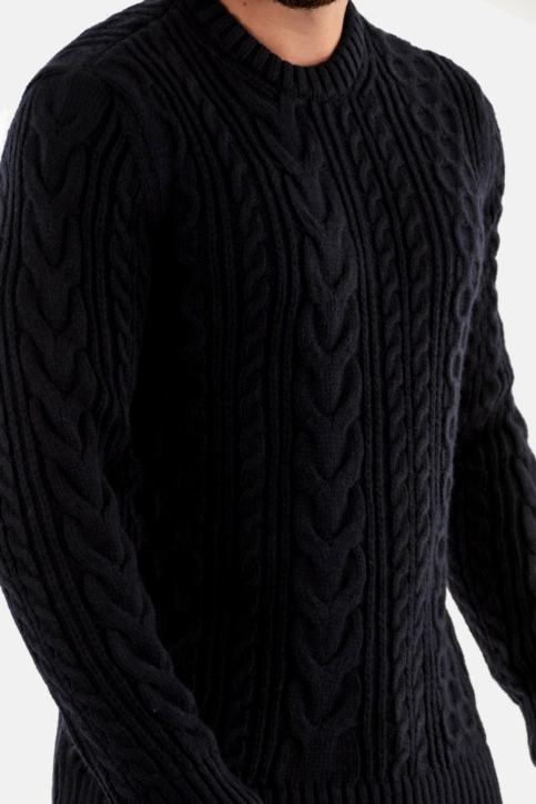 Pull hiver superdry jacob cable jumper 98t eclipse navy