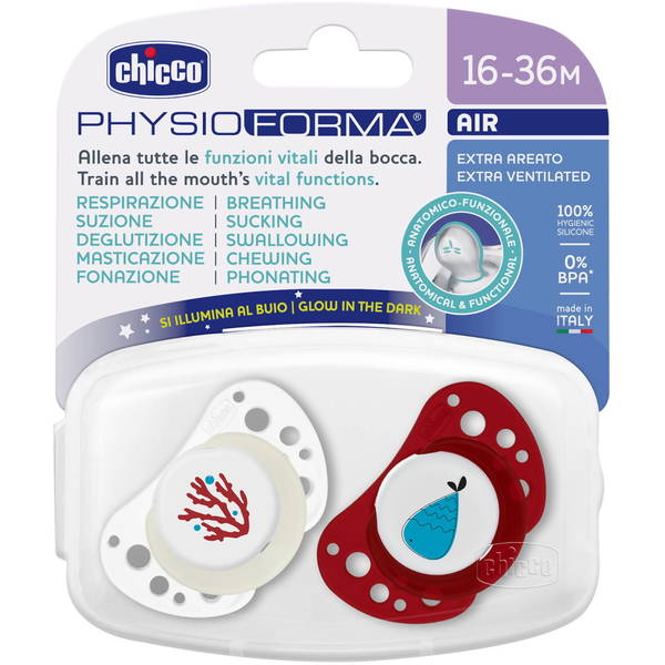 ChiccoChicco   PhysioForma Air Schnuller leuchtend 2er Set rot
