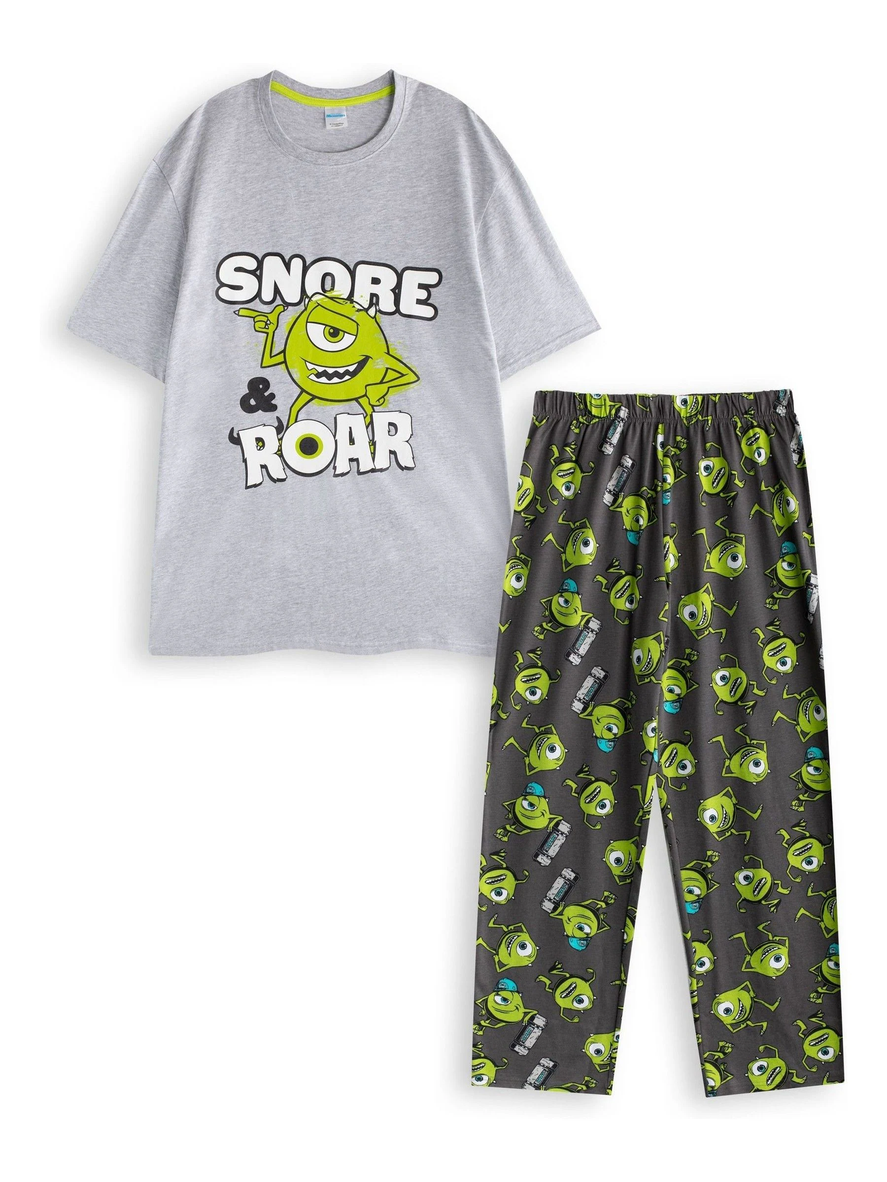 Vanilla Underground Disney Monsters Inc - Meerkleurige herenpyjamaset met korte mouwen en lange pijpen van 100% katoen