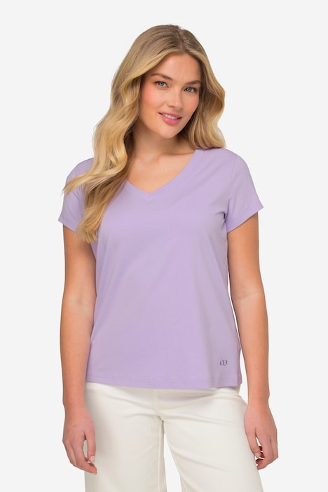 T-Shirt, kleiner Knoten Print, V-Ausschnitt, Halbarm, OEKO-TEX MIG