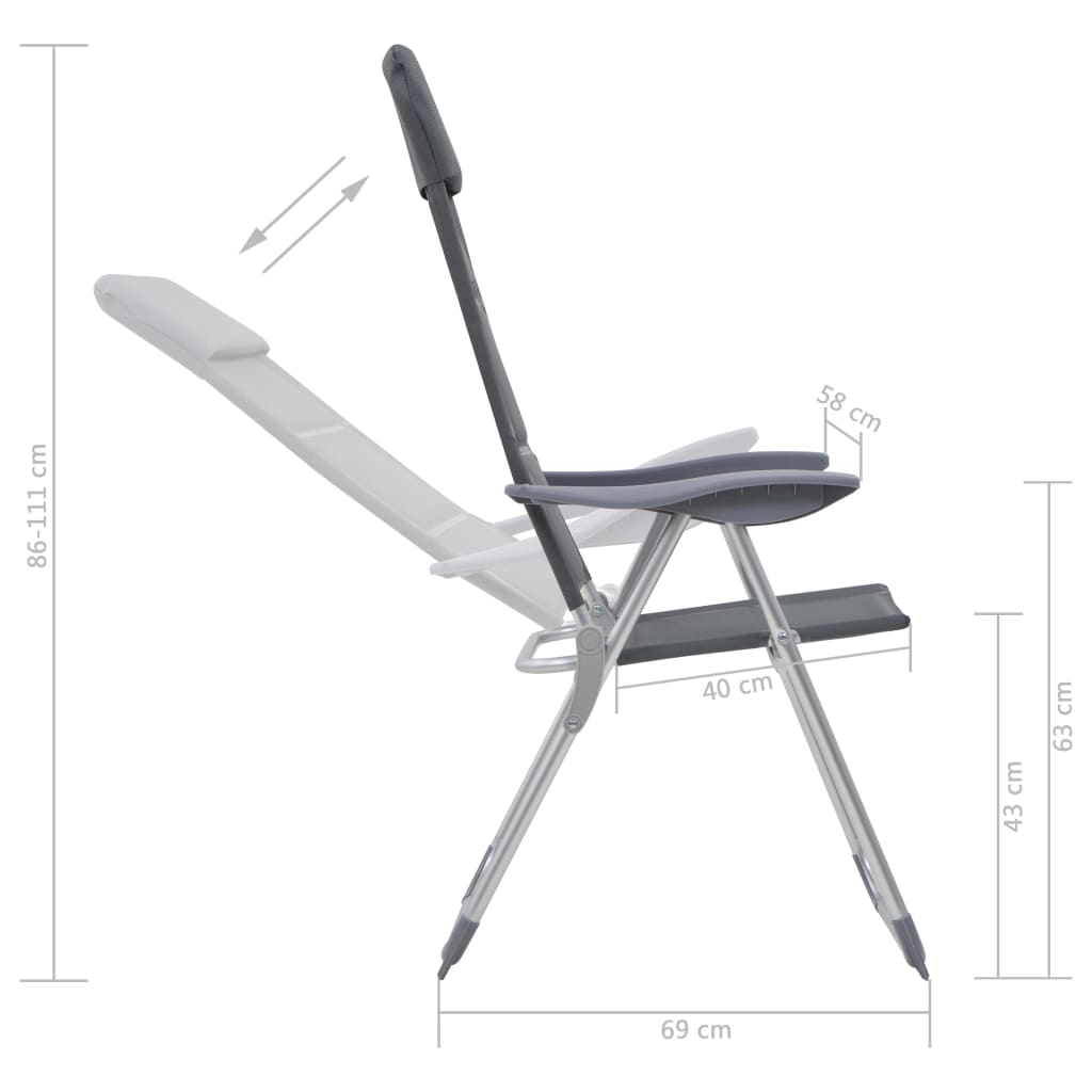 Cadeira de camping Vidaxl 58 x 69 x 86-111 cm
