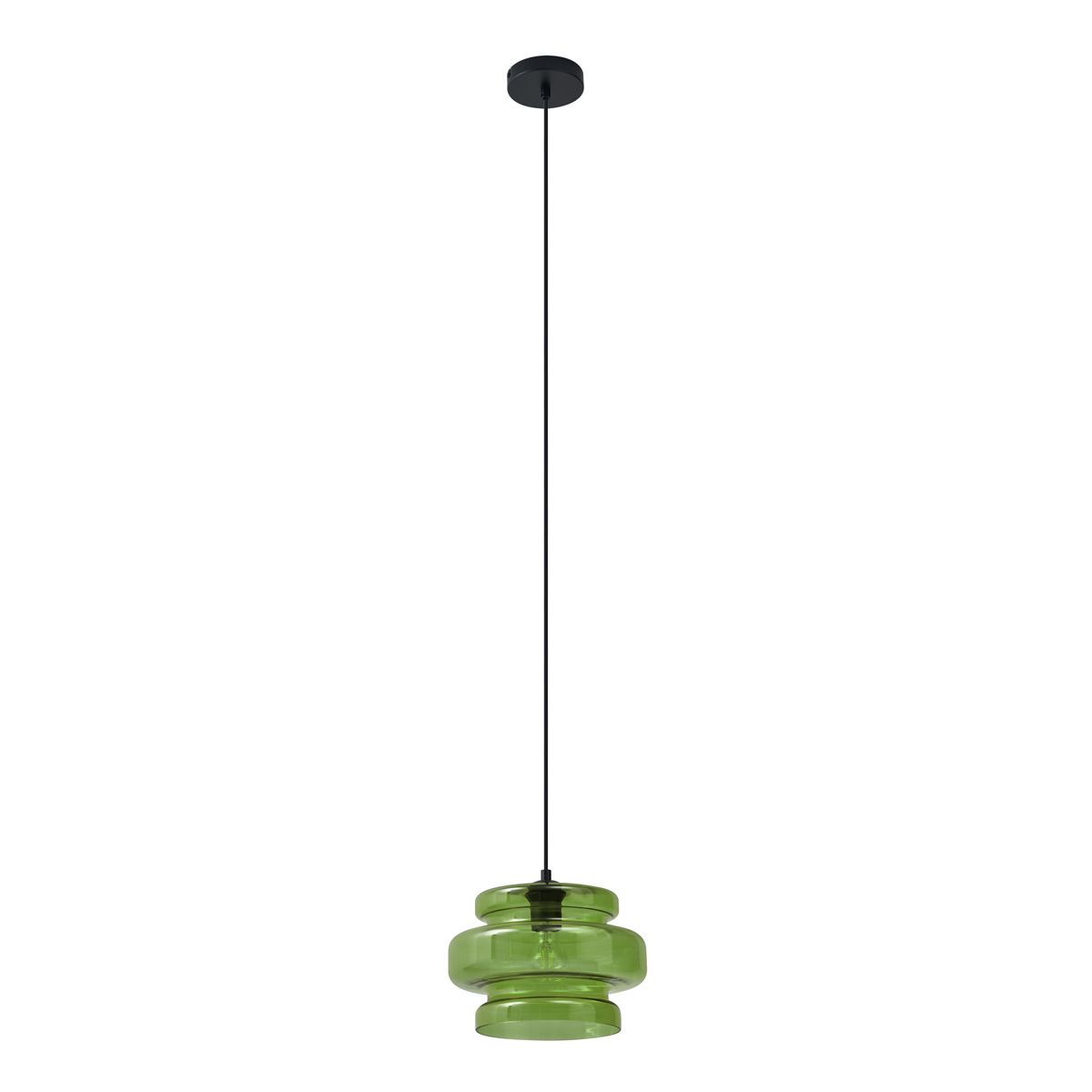 Retro hanglamp zwart met groen glas - Denise